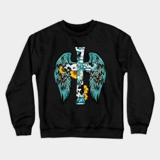 Gemstone Faith Cross Wings Design Crewneck Sweatshirt